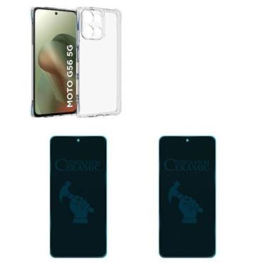 Imagem de Capinha Silicone TPU Para Moto G56 5G + 2UN Película Privacidade Fosca