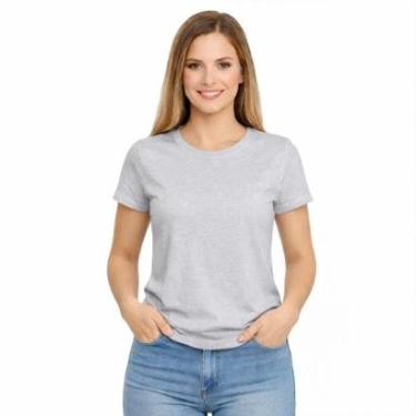 Imagem de Camiseta Feminina Algodão Básica Casual Confortável Dia a Dia-Feminino