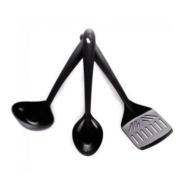 Imagem de Kit concha espatula colher talheres nylon gourmet Plasutil 008342 - Pl