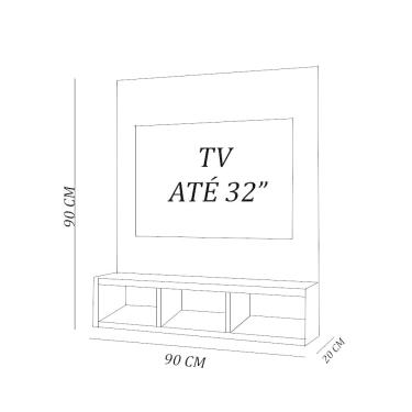 Imagem de Painel De Tv Até 32" Com 3 Nichos Em Mdf - Madeira