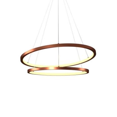 Imagem de Lustre Pendente Orluce Tabat OR1796 com 2 Aros 50/40cm Cobre Led Bivolt