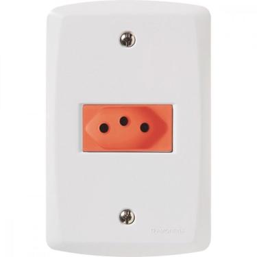 Imagem de Conj 4x2 1 Tomada 2p+t 20 A 250 V Tramontina Lux2 Vermelho e Branco