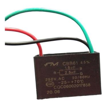 Imagem de Capacitor Quadrado P/ Ventilador 3 Fios 1,5 + 2,5uf 250v