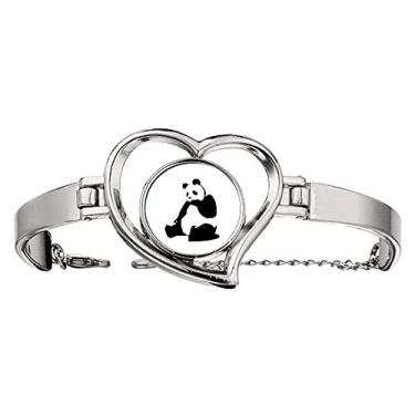 Imagem de N/A N/A Bracelete China National Treasure Panda contorno coração joia fio bracelete, medium, metal