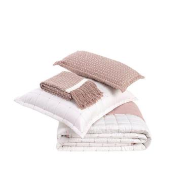 Imagem de Kit Cobre Leito Diana Lavive Solteiro Rosê/Palha Dupla Face