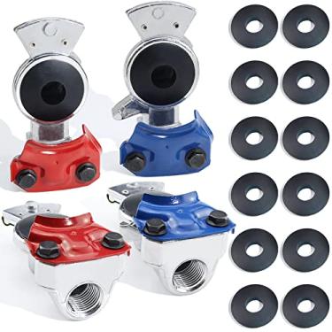 Imagem de GREPSPUD Glad Hands Conjunto de 12 peças de selos universais de emergência e serviço Gladhand conjunto de aperto de acoplamento de mangueira de ar para semi-caminhões, trailers, trailers, trailers, vermelho, 035042, azul 035045, 2 pares