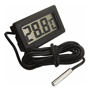 Imagem de Preto Termometro de Medir De Temperatura Digital Com Sensor Externo Termometro Cabo 1 Metro.