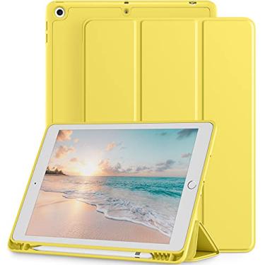 Imagem de Mastten Compatível com iPad 9ª/8ª/7ª geração, capa para iPad de 10,2 polegadas com suporte para lápis, capa traseira com suporte inteligente TPU 2021/2020/2019, despertar/hibernar automaticamente,