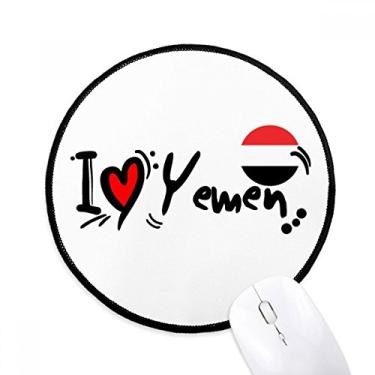Imagem de DIYthinker I Love Yemen Word Flag Love Heart Illustration Mouse Pad Desktop Office Round Mat para Computador