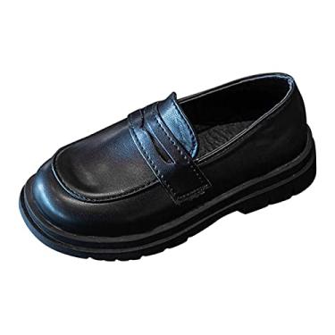Imagem de Sapatos de couro pequenos para meninos primavera e outono crianças pretas crianças grandes moda desempenho botas de chuva bebê, Preto, 9-9.5 anos