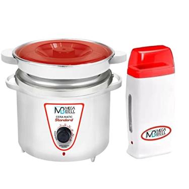 Imagem de Kit Panela Depilação Termocera 900g Com Refil Branco Com Vermelho + Aquecedor de Cera Roll-on Vermelho
