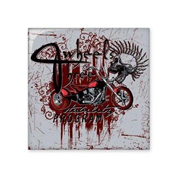 Imagem de Graffiti Street Culture Bloody Skeleton Motor Ceramic Tile Glossy Decalque de tijolos vitrificados
