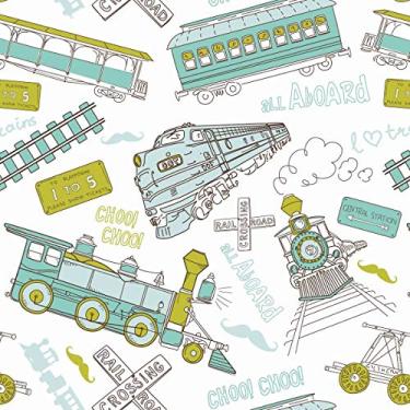 Imagem de Papel De Parede Adesivo Lavável Trens 3m