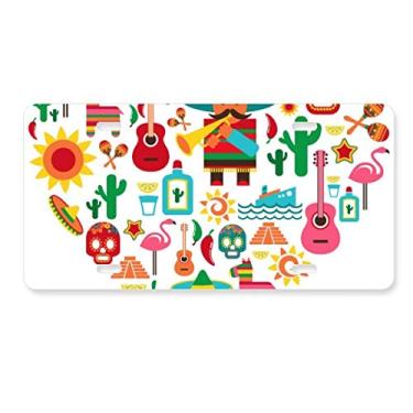 Imagem de DIYthinker Placa de licença Sombrero Suger Skull Mexico Flamingo Mexicano Decoração de aço inoxidável