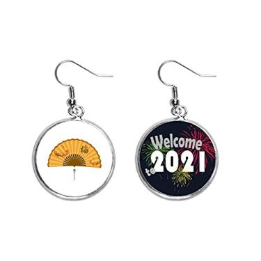 Imagem de Brinco de flor de ameixa dobrável com pingente de orelha chinesa, joia 2021 Blessing