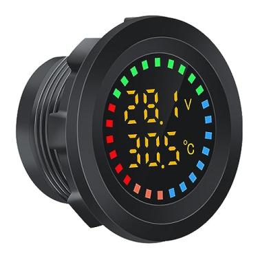 Imagem de Colcolo Medidor de temperatura do carro 12V-24V Voltímetro 2 em 1 Display colorido