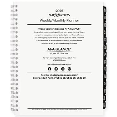 Imagem de AT-A-GLANCE Recarga de planejador semanal e mensal 2022 para planejadores de linha G545 da AT-A-GLANCE, 17,78 cm x 21,8 cm, médio, executivo, DayMinder (G54550)
