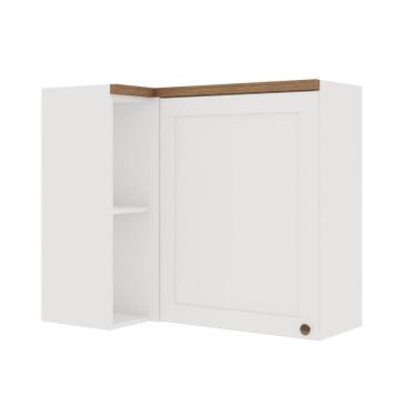 Imagem de Armário Aéreo de Canto 1 Porta 100% MDF Iluminata Genialflex Branco Fosco
