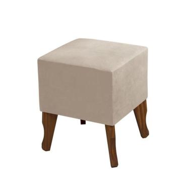 Imagem de Puff Banquinho Quadrado Pés Madeira Chanel