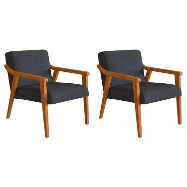 Imagem de conjunto com 2 poltronas flavia algodão  e nogueira