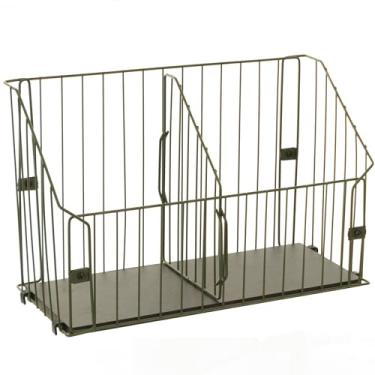 Imagem de Cesto Organizador de Parede Grande, Cor Verde Microtextura com Madeira Preta, Metaltru