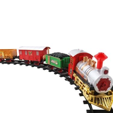 Conjunto de trem para crianças com luzes de fumaça e sons, trem de  brinquedo ferroviário elétrico com locomotiva a vapor En