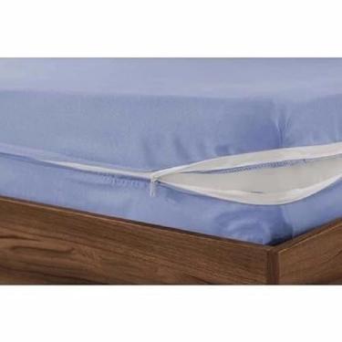Imagem de Capa De Colchão Em Malha Gel Solteiro Com Zíper (100% Poliéster) (Azul)
