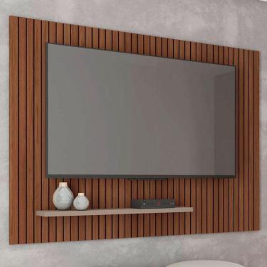 Imagem de Painel para TV Até 70 Polegadas com Ripado Aegon Cinza/Havana - Caemmun