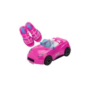 Imagem de Sandalia Infantil Feminina Da Barbie Rosa Azul N31 Com Carro - Reval