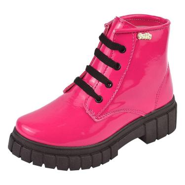 Imagem de Bota Infantil blogueira Coturno Feminino Cano baixo Barato 28 ao 34 Verniz Pink