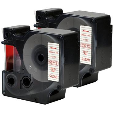 Imagem de Fita de etiquetagem 2PK D1 53712 vermelha sobre transparente 24 mm fita de etiquetagem de 2,5 cm compatível com Dymo LabelManager 360D 450D 500TS