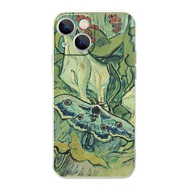 Imagem de MURLEBAY Capa para iPhone 14 Plus, Great Peacock Moth por Van Gogh, arte impressionista, capa para celular de TPU (poliuretano termoplástico) macio e fino com insetos legais para iPhone 14 Plus (6,7 polegadas)