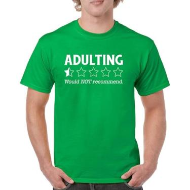 Imagem de Camiseta Adulting Would Not recommend Funny Adult Life is Hard Review Humor Parenting 18th Birthday Gen X masculina, Verde, M