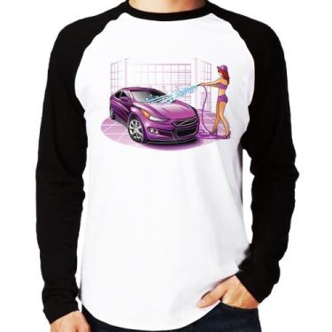 Imagem de Camiseta Raglan Lava Jato Carro Roxo Manga Longa - Foca Na Moda