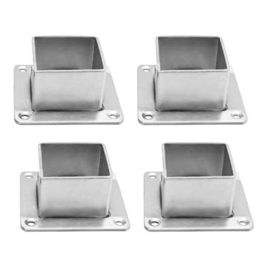 Imagem de Aynaxcol 4 peças bases quadradas flange âncora bases de aço inoxidável para suporte de poste resistente para cercas de deck trilhos de madeira varanda suporte de postes de caixa de correio (3,8 cm x