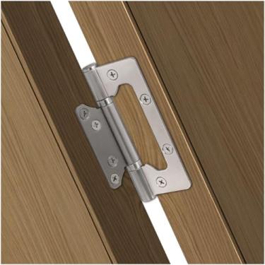 Imagem de Li-TianFeng Dobradiças de porta sem encaixe – Fácil de instalar, dobradiças de porta de aço inoxidável de 10 cm × 7 cm × 6 cm – Movimento suave e resistente, prata (6 peças)