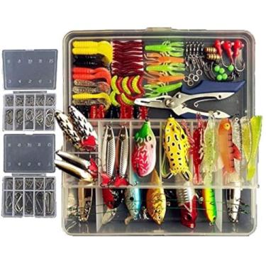 Imagem de Kit de iscas de pesca Lyu Bao 234 peças em caixa de iscas de pesca de alicates de sapo de pesca macias iscas de pesca de metal duro isca VIB chocalho piercing minnow jighead ganchos para truta baixo s