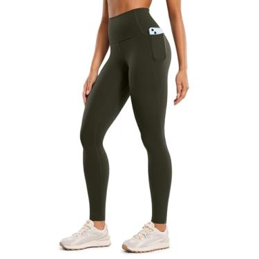 Imagem de CRZ YOGA Butterluxe Leggings de treino femininas de 71 cm / 28 polegadas Calças de ginástica e ioga de cintura alta com bolsos macias e confortáveis Verde Oliva M