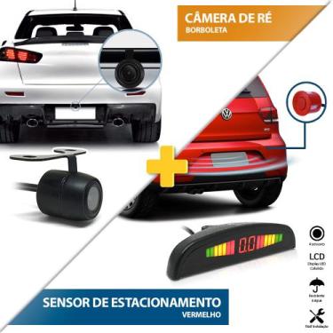 Imagem de Kit Sensor de Ré Vermelho + Câmera de Ré Traseira Fiat Palio G2 1996 1