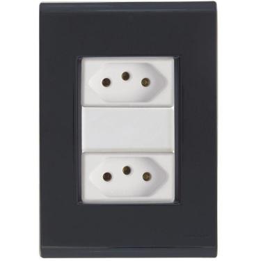 Imagem de Cj Duas Tomadas Dupla 20a Liz Grafite Tramontina Completo Pronto Tramontina