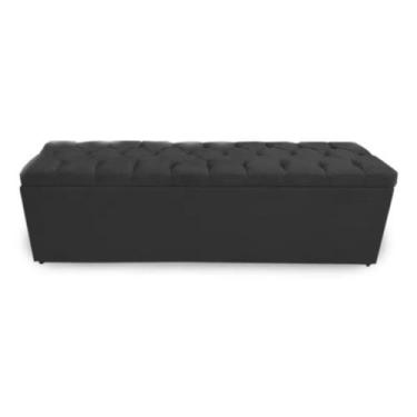 Imagem de Calçadeira Bau Recamier Estofada Capitonada Queen 160cm Suede Cor Pret