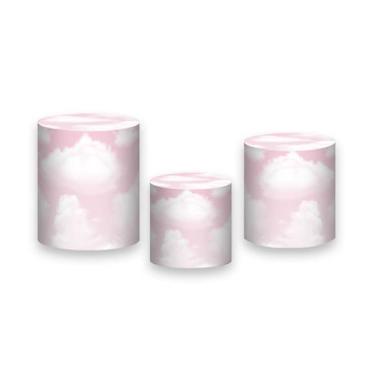 Imagem de Trio de Capas de Cilindro - Céu de Nuvens Realistas Rosa 004 - Via Cor
