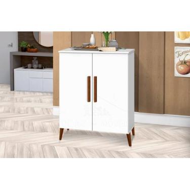 Imagem de Aparador bog. 2 portas pés de madeira maciça estilo buffet cor branco 