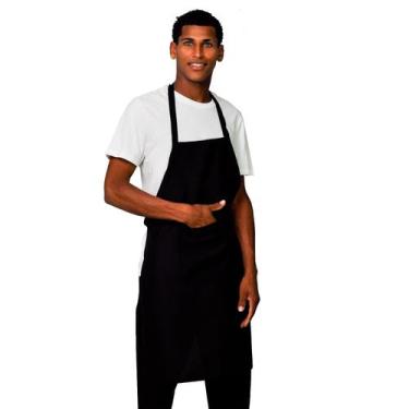 Imagem de Kit 10 Avental Frontal Com Bolso Grande Liso Oxford Lojaloja Preto - L