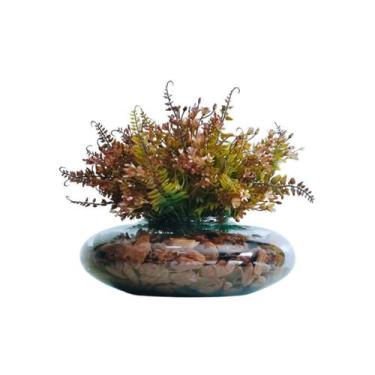 Imagem de Arranjo De Flores Artificiais Samambaia Real Terrário Vidro - La Caza 