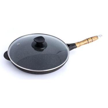 Imagem de Frigideira Marmorizada Antiaderente 28cm Com Tampa De Vidro - Grill Or
