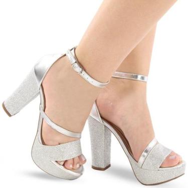 Imagem de Sandália Feminina Salto Grosso Alto Meia Pata Confortável P125 - Modar