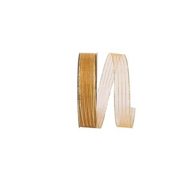 Imagem de Reliant Ribbon Fita listrada de organza metálica 2556-035-03J, 1,58 cm x 23 m, ouro