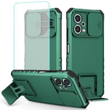 Imagem de Tothedu Capa para Redmi Note 12 5G, capa para Redmi Note 12 4G/Poco X5 5G com protetor de tela de vidro temperado e capa de câmera deslizante, capa protetora de telefone com suporte para Xiaomi Poco