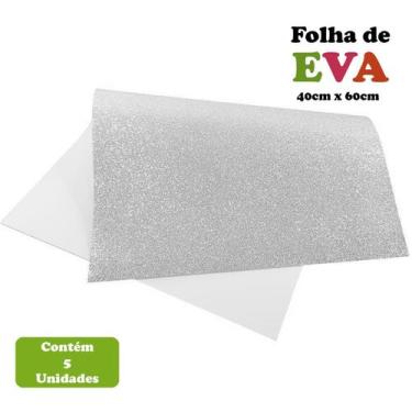 Imagem de Pacote Eva Emborrachado 5 Unidades C/ Glitter 40x60cm - LeoArts, Branc
